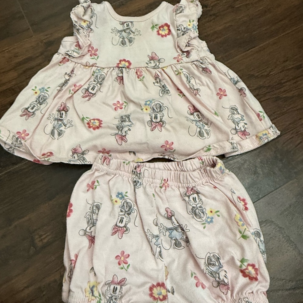 Disney Baby Pink Minnie Floral Outfit
